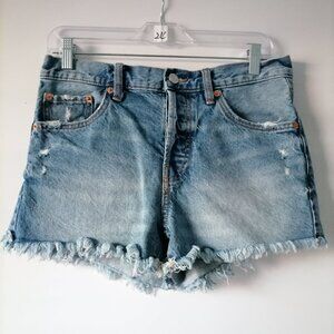 Elena Women's Blue Distressed Cut-Off Button Fly Denim Shorts Size 4